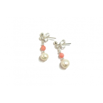 Beautiful Angel Skin Coral and Pearl Drop Earrings Beautiful Angel Skin Coral and Pearl Drop Earrings